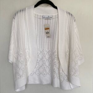 Kim Roger sizes 3X White Open-Front Sweater shrung